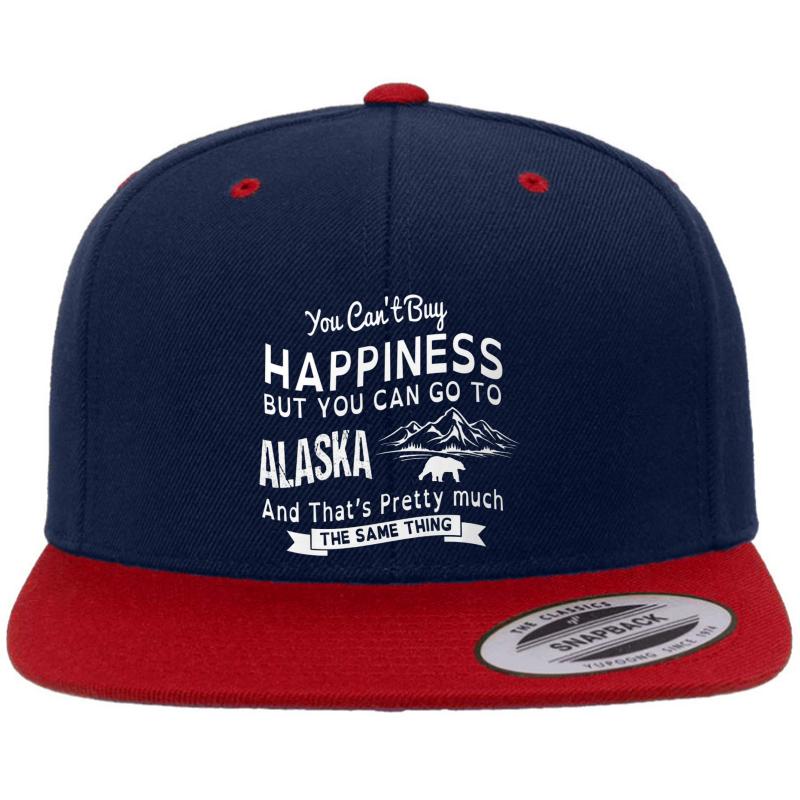 You Cant Buy Happiness But You Can Go To Alaska And Thats Pretty Much The Same Thing Premium Flat Bill Snapback Cap  Navy