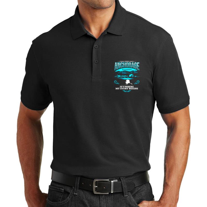 Anchorage Alaska It's Where My Story Begins Unisex Polo Jersey Sport Shirt Men Black