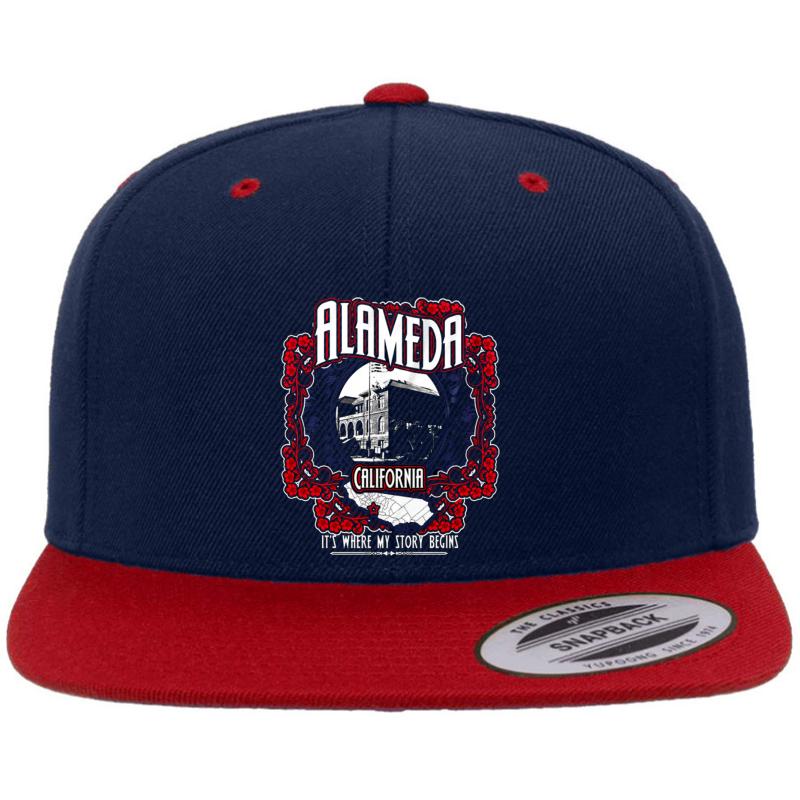 Alameda California It's Where My Story Begins Premium Flat Bill Snapback Cap  Navy