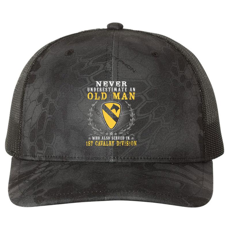 1St Cavalry Division United States  Richardson Premium Trucker Snapback Cap  Kryptek Typhon Black