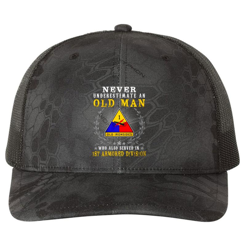 1St Armored Division United States  Richardson Premium Trucker Snapback Cap  Kryptek Typhon Black