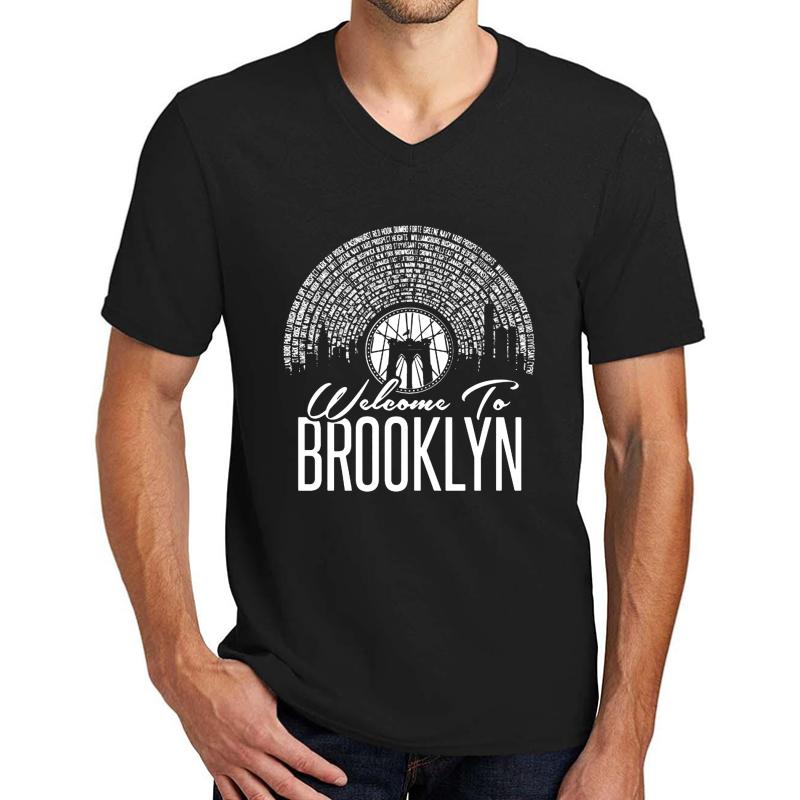 Welcome To Brooklyn Unisex V-Neck T-Shirt Men Black