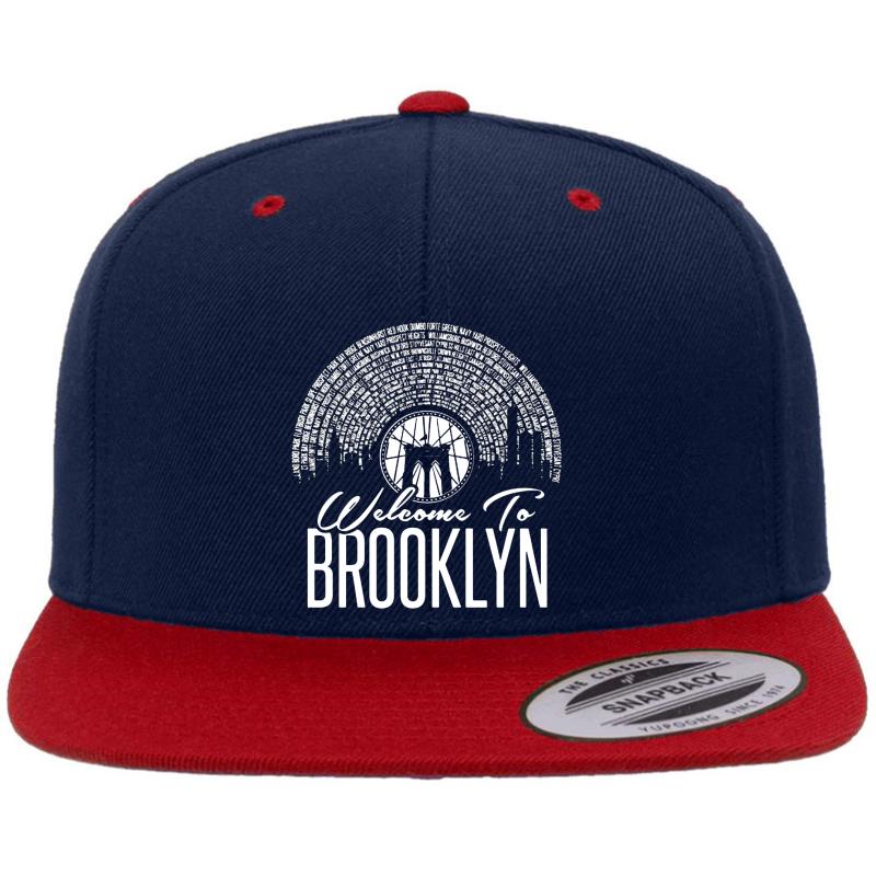 Welcome To Brooklyn Premium Flat Bill Snapback Cap  Navy