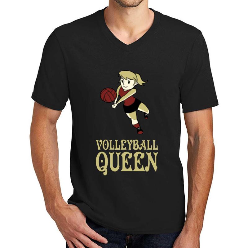 Volleyball Queen Unisex V-Neck T-Shirt Men Black