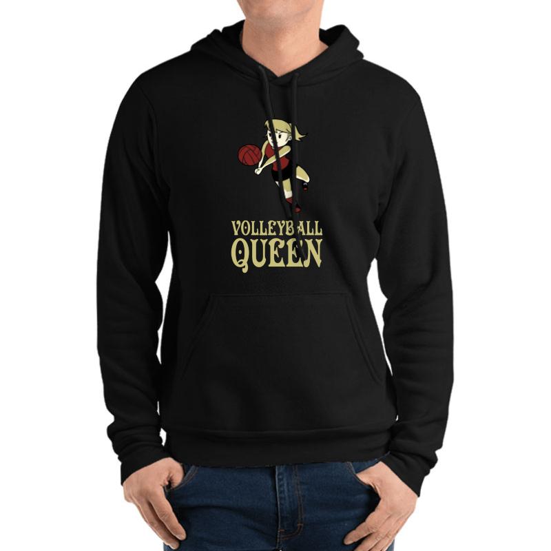 Volleyball Queen Unisex Hooded Sweatshirt Men Black