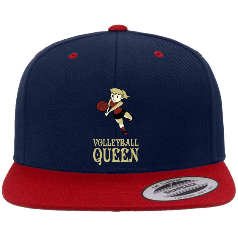 Volleyball Queen Premium Flat Bill Snapback Cap  Navy