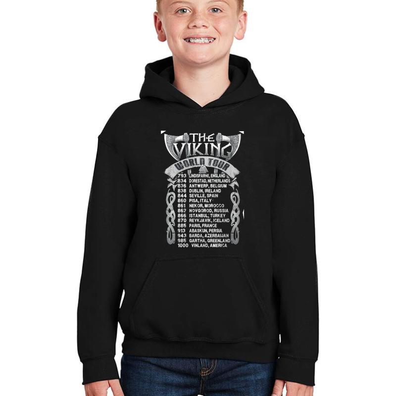 Viking Shirt - Viking World Tour Youth Hooded Sweatshirt Boy Black