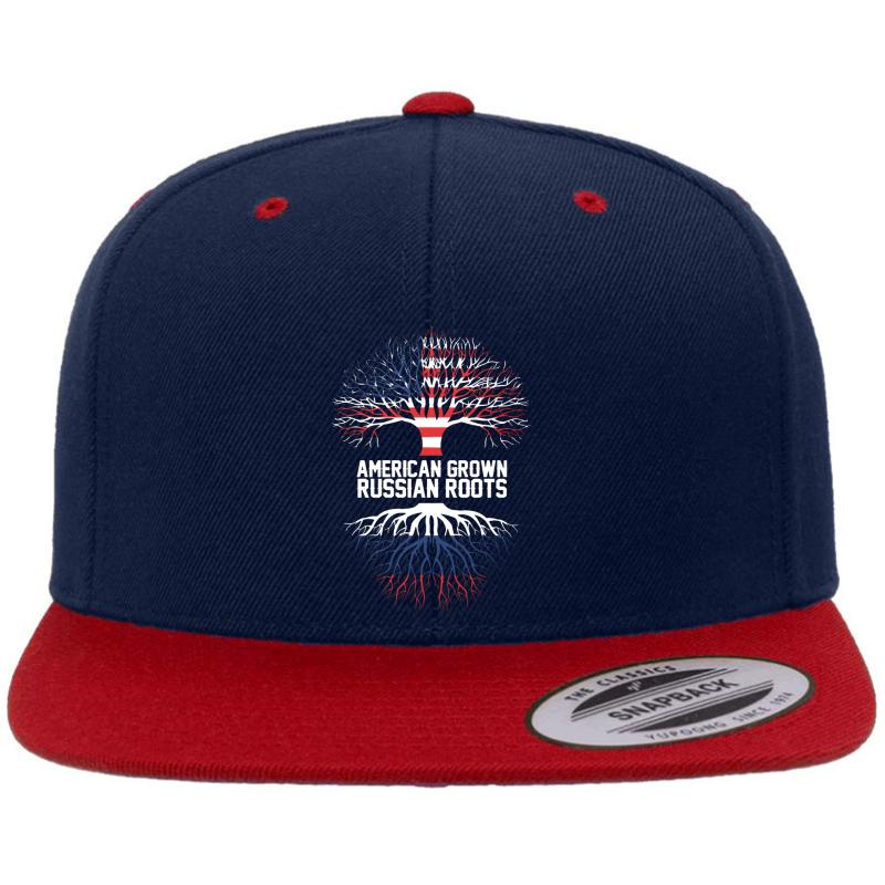 American Grown With Russian Roots Tshirt Premium Flat Bill Snapback Cap  Navy