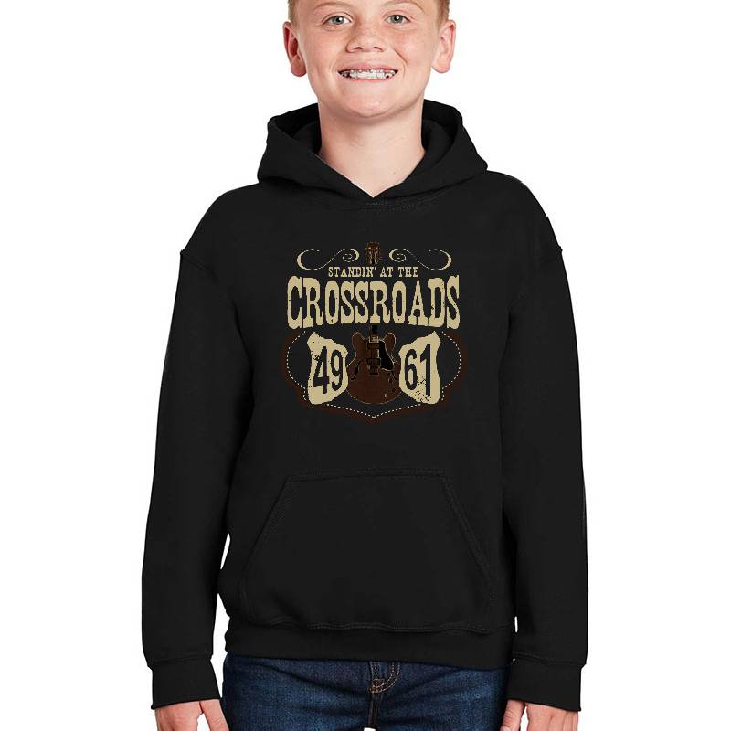 Crossroads 49 And 61 - Blues Music Youth Hooded Sweatshirt