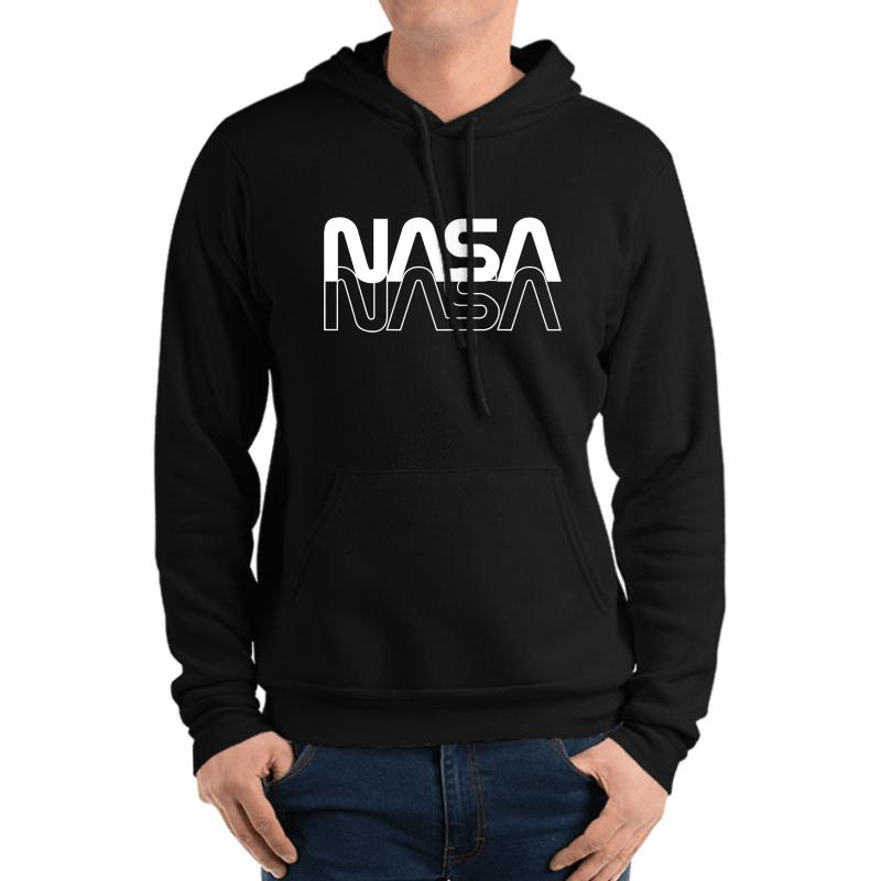 80'S Vintage Nasa Worm Logo  Unisex Hooded Sweatshirt Men Black