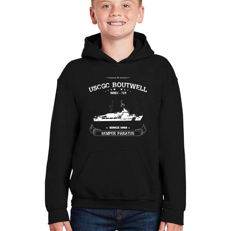 Uscgc Boutwell Whec-719 Youth Hooded Sweatshirt Boy Black