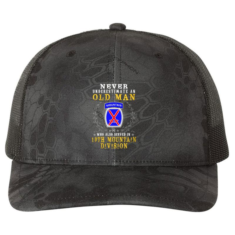 10Th Mountain Division Richardson Premium Trucker Snapback Cap  Kryptek Typhon Black