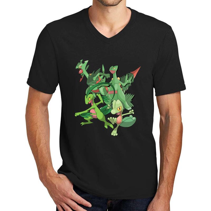 Treecko's Family Unisex V-Neck T-Shirt Men Black