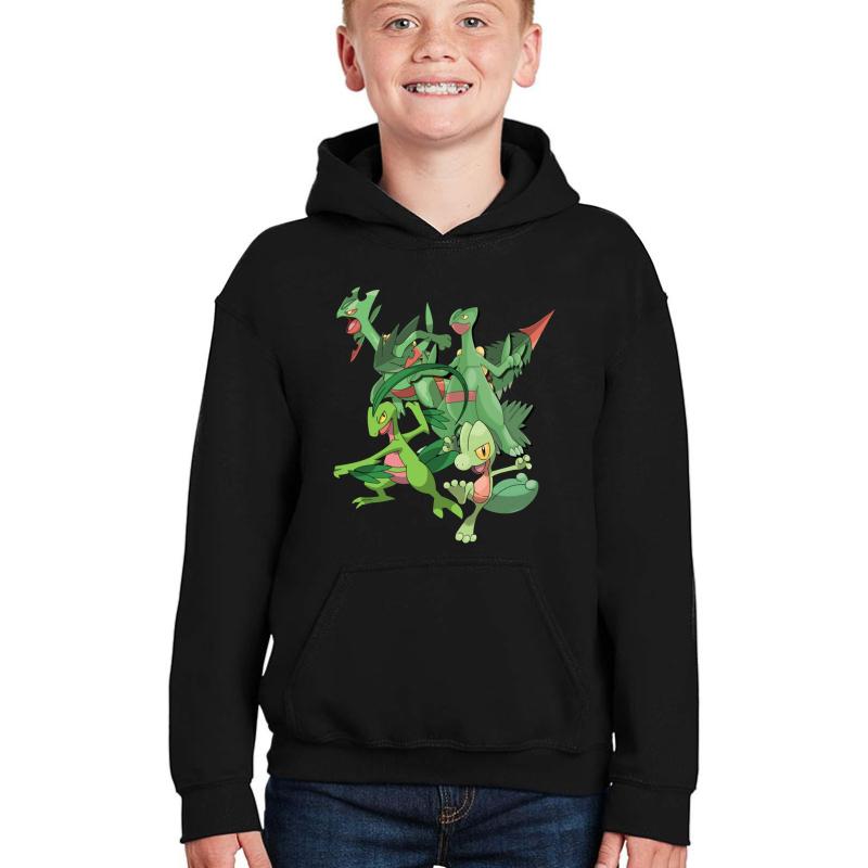 Treecko's Family Youth Hooded Sweatshirt Boy Black