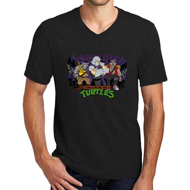 Tmnt - Foot Soldiers 02 With Shredder Bebop & Rocksteady - Teenage Mutant Ninja Turtles Unisex V-Neck T-Shirt Men Black