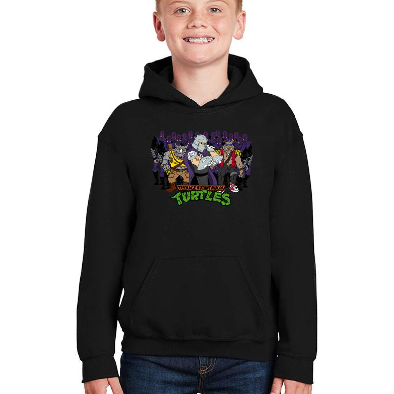 Tmnt - Foot Soldiers 02 With Shredder Bebop & Rocksteady - Teenage Mutant Ninja Turtles Youth Hooded Sweatshirt Boy Black