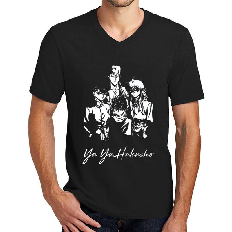 Yu Yu Hakusho Group Unisex V-Neck T-Shirt Men Black