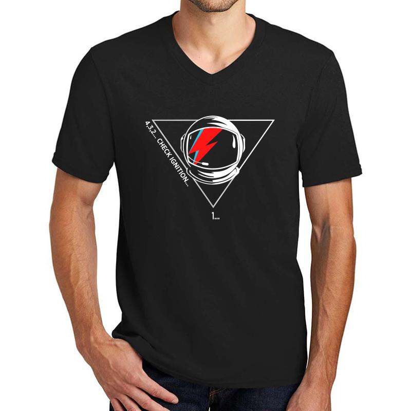 Tribute To David Bowie...Major Tom Unisex V-Neck T-Shirt Men Black