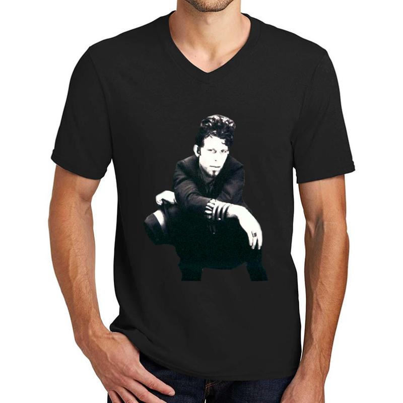 Tom Waits Image Unisex V-Neck T-Shirt Men Black