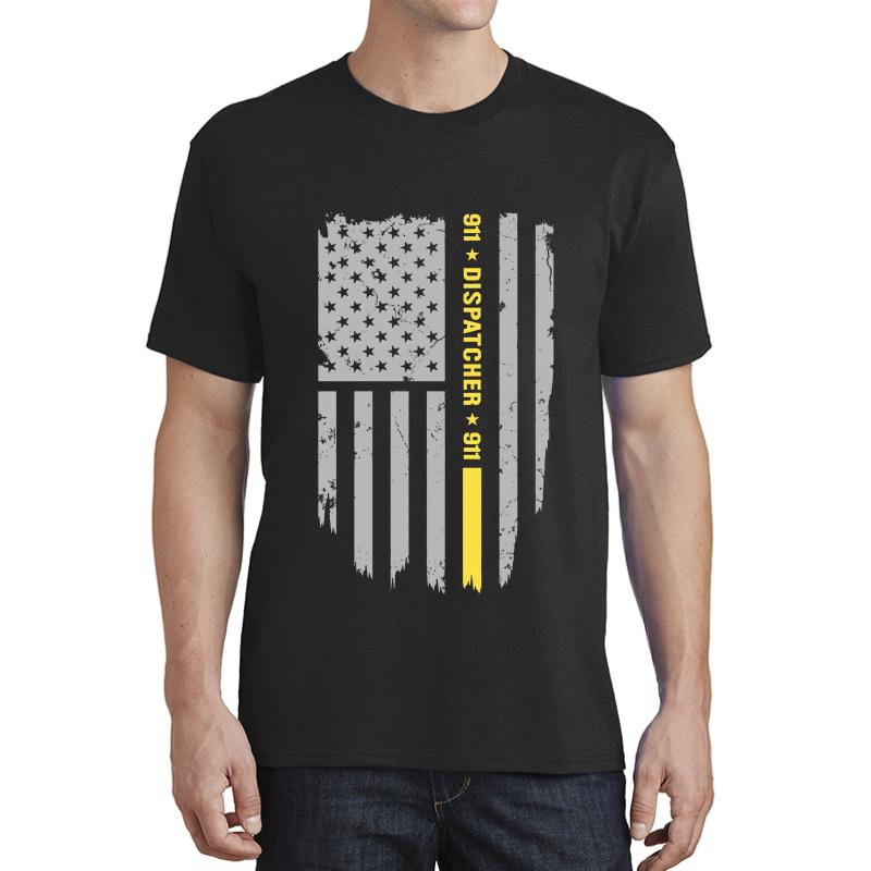 911 Dispatcher Thin Gold Line Unisex T-Shirt Men Black