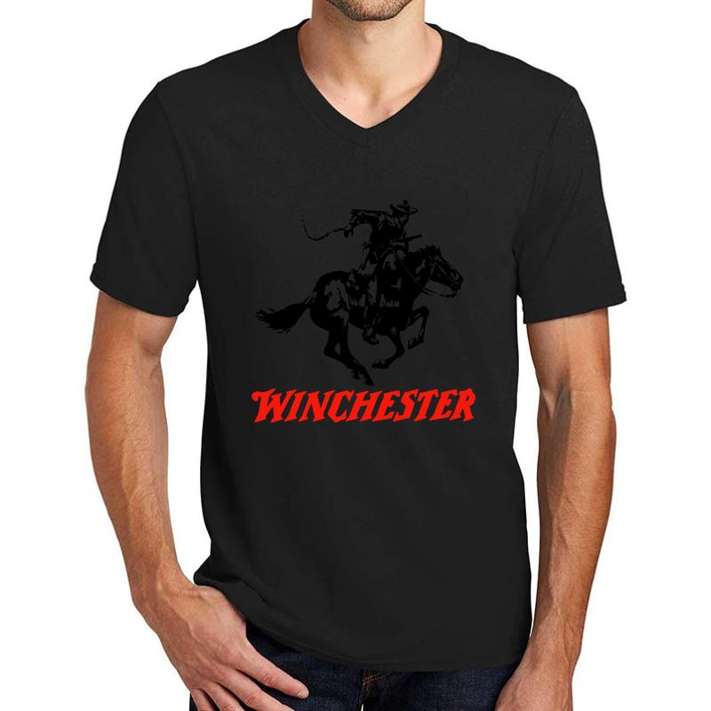 Winchester Logo Unisex V-Neck T-Shirt Men Black