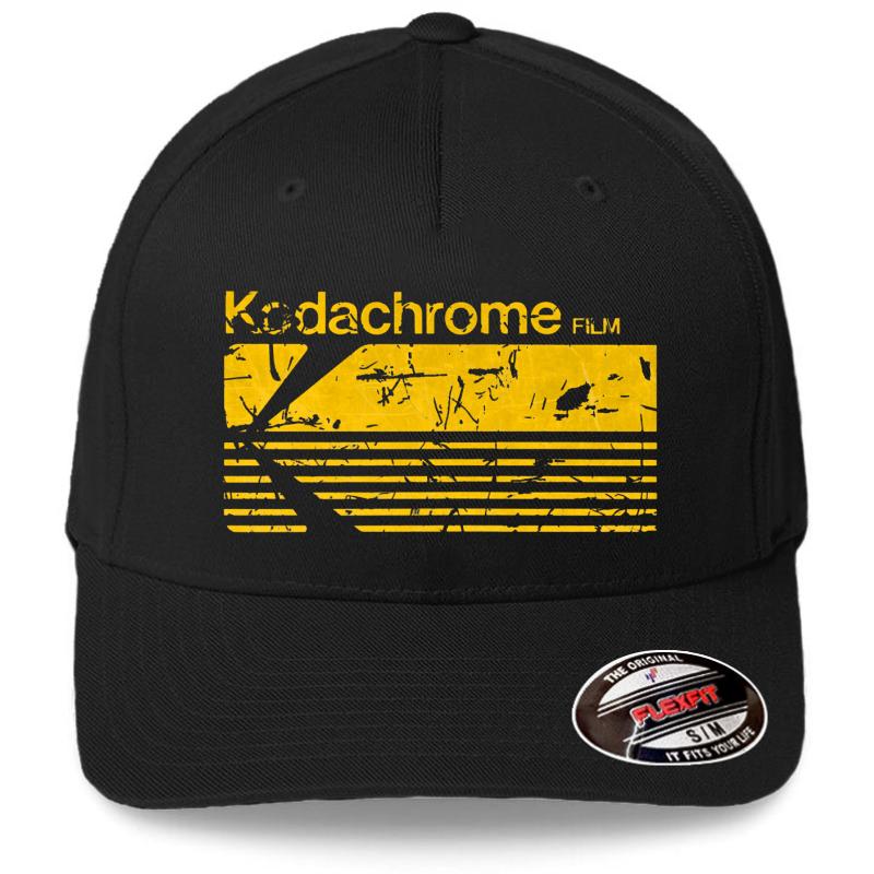 Vintage Photography: Kodak Kodachrome - Yellow Flexfit Baseball Cap  Black