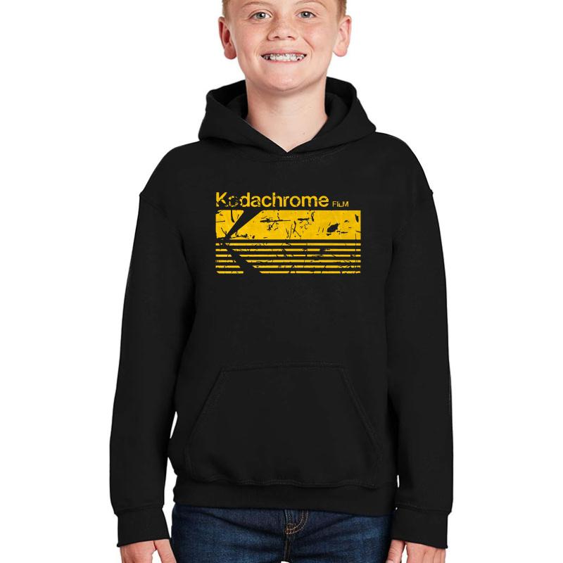 Vintage Photography: Kodak Kodachrome - Yellow Youth Hooded Sweatshirt Boy Black