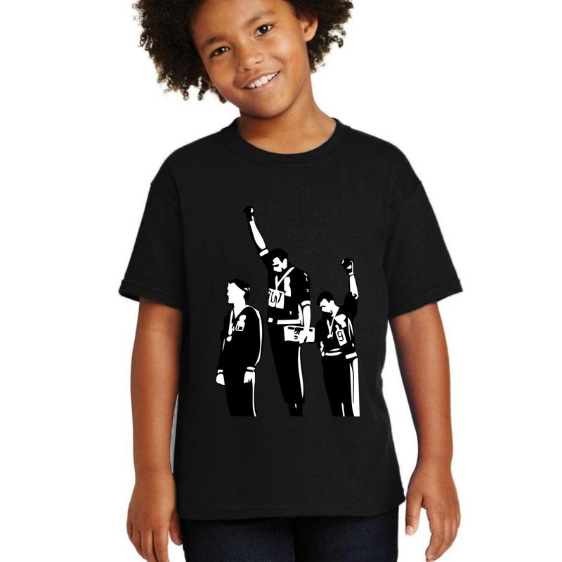 1968 Olympics Black Power Salute Youth T-Shirt Boy Black