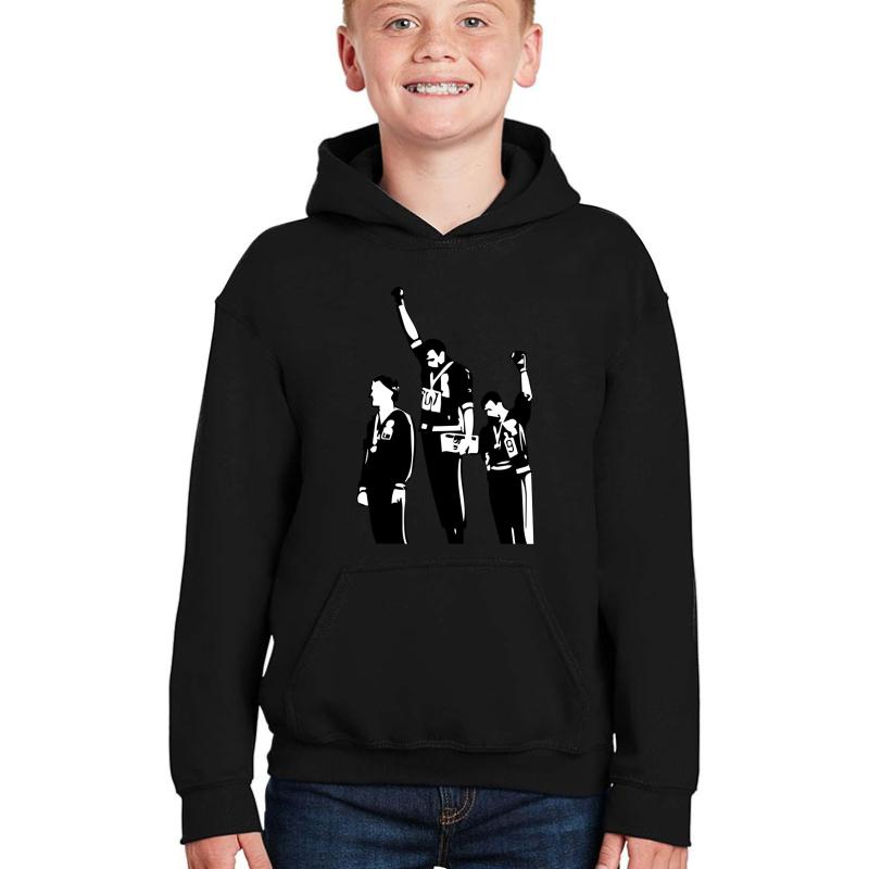 1968 Olympics Black Power Salute Youth Hooded Sweatshirt Boy Black