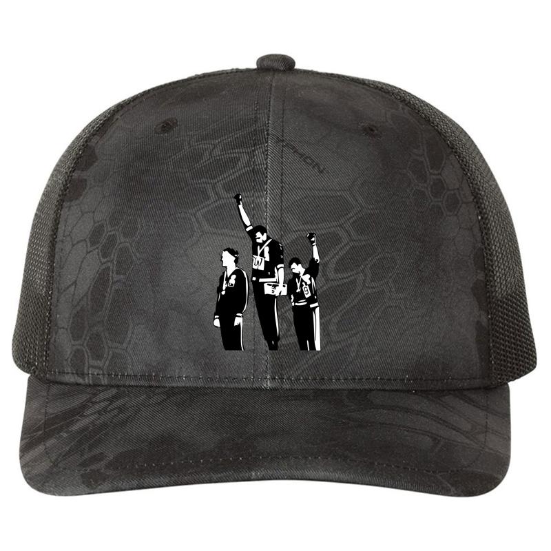 1968 Olympics Black Power Salute Richardson Premium Trucker Snapback Cap  Kryptek Typhon Black