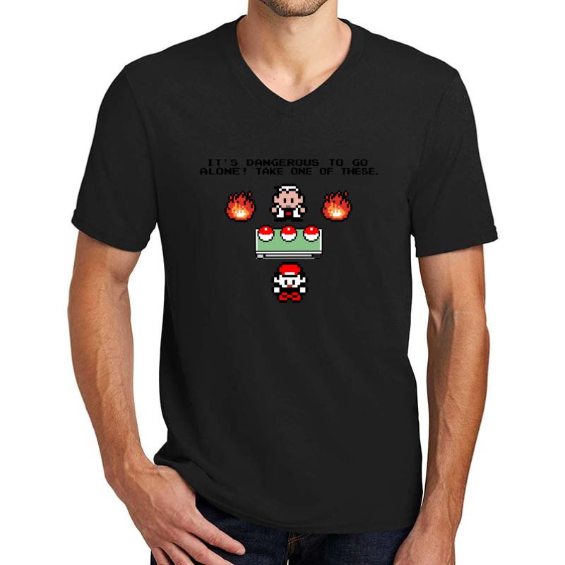 Zelda Pokemon Unisex V-Neck T-Shirt Men Black