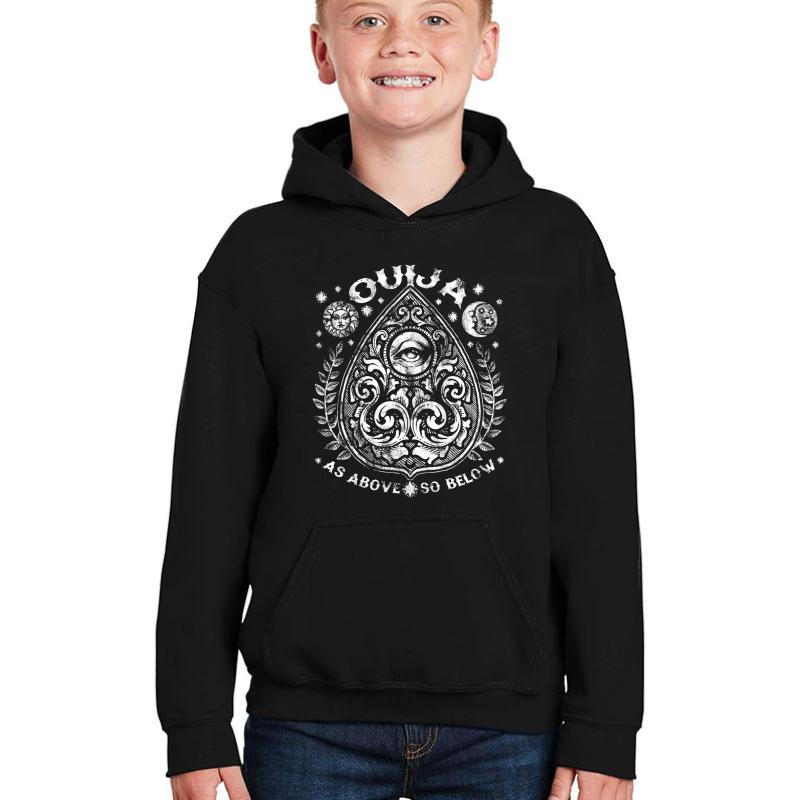 Victorian Ouija Planchette Youth Hooded Sweatshirt Boy Black