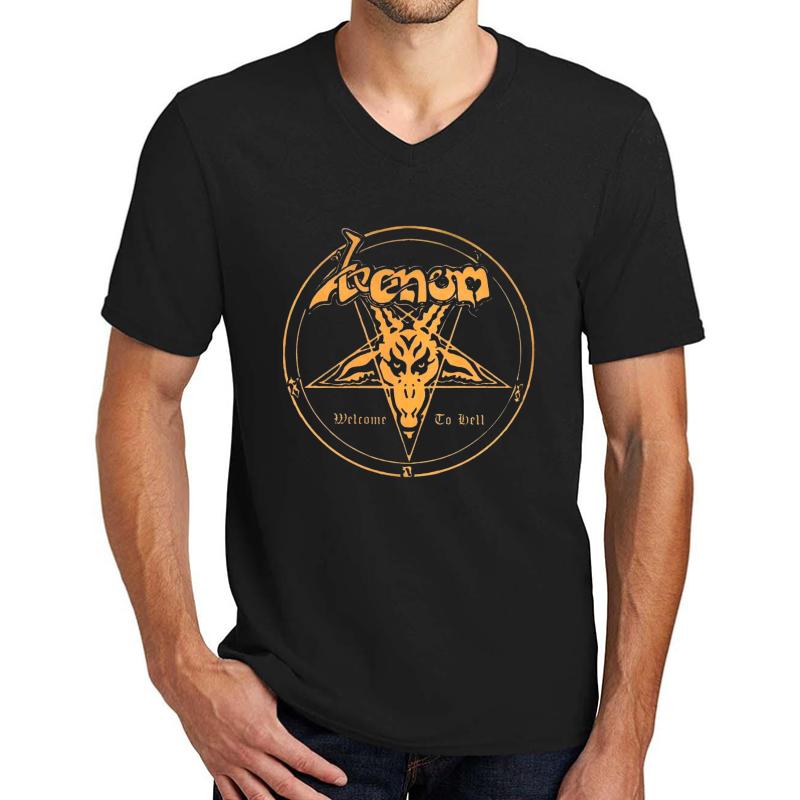 Venom Band- Welcome To Hell Unisex V-Neck T-Shirt Men Black