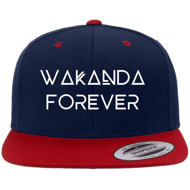 Wakanda Forever Premium Flat Bill Snapback Cap  Navy