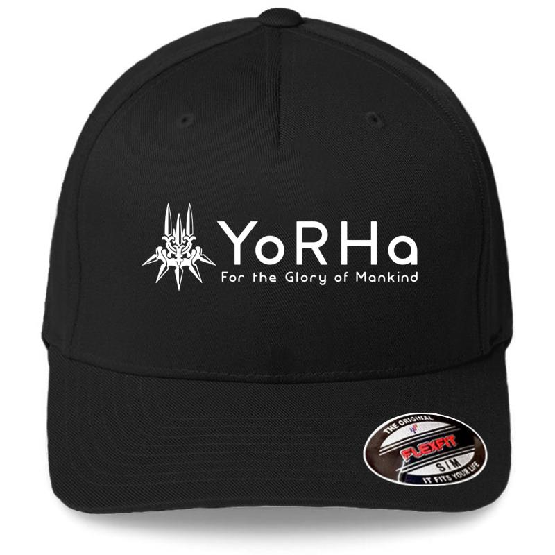 Yorha - White Flexfit Baseball Cap  Black