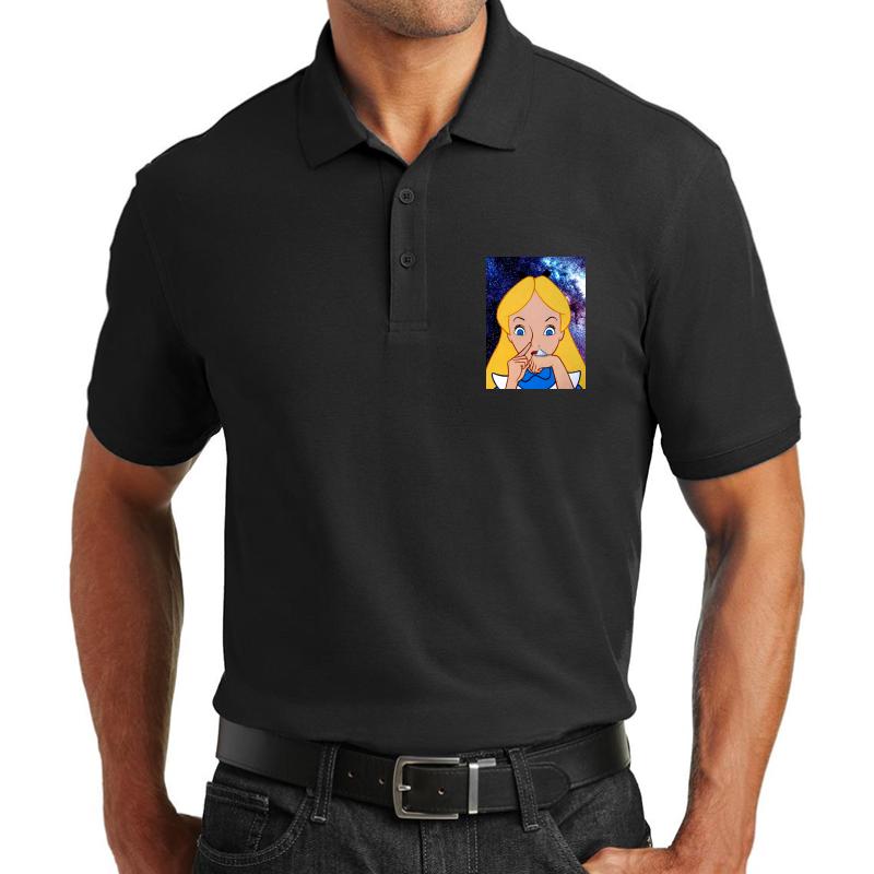 Alice In Wonderland Doing A Bump Unisex Polo Jersey Sport Shirt Men Black