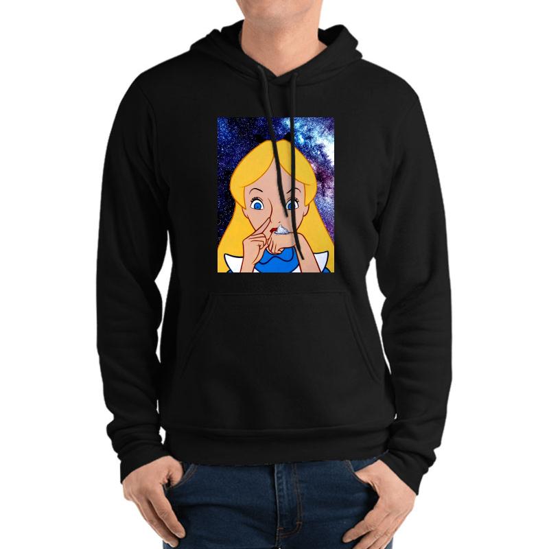 Alice In Wonderland Doing A Bump Unisex Hooded Sweatshirt Men Black