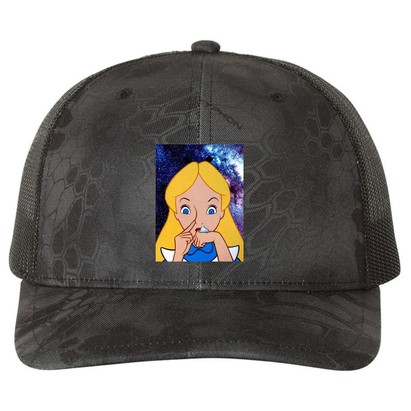 Alice In Wonderland Doing A Bump Richardson Premium Trucker Snapback Cap  Kryptek Typhon Black