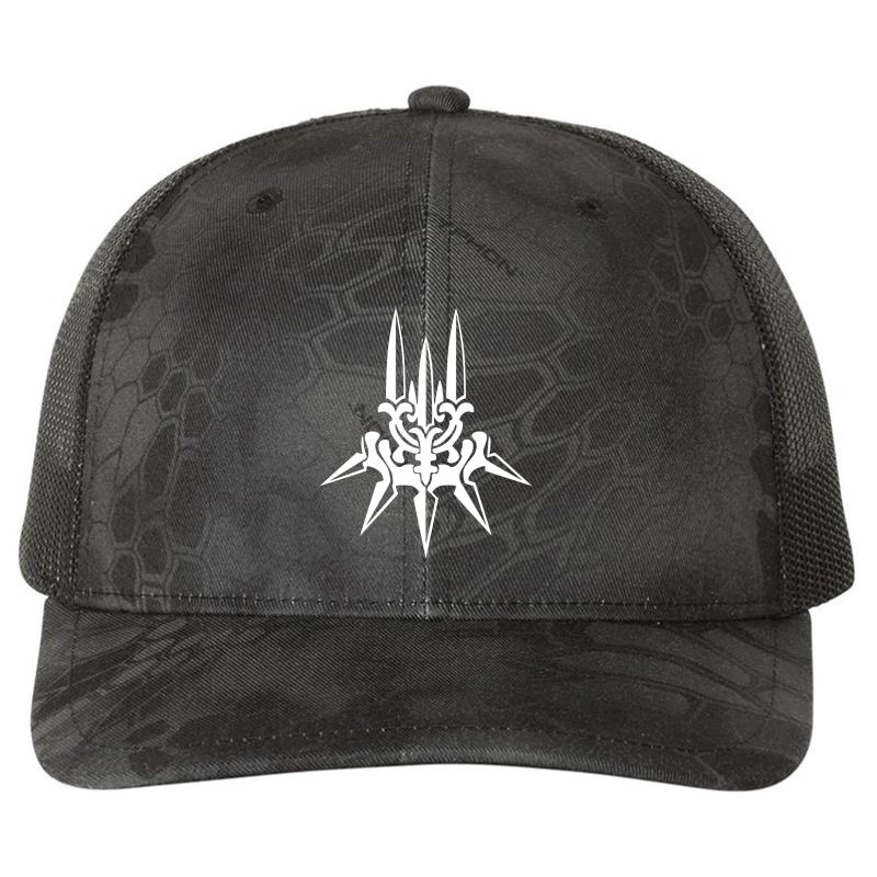 Yorha - White Insignia Richardson Premium Trucker Snapback Cap  Kryptek Typhon Black