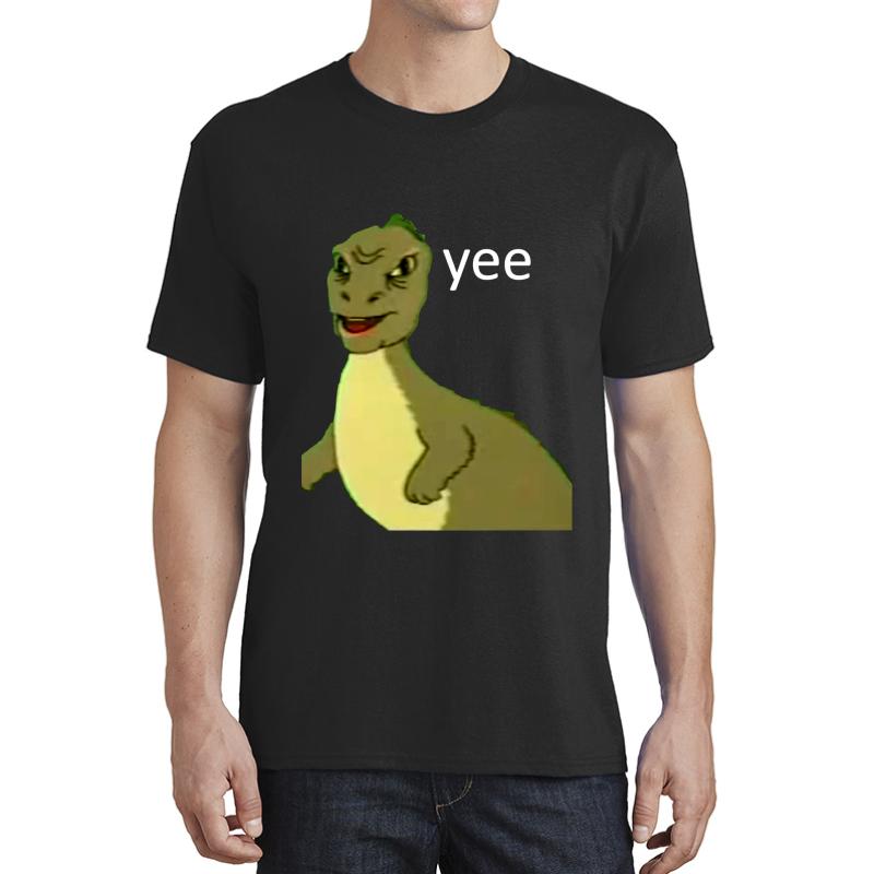 Yee Dinosaur Maym :^ Version 1 Video Quality White Text  Unisex T-Shirt Men Black