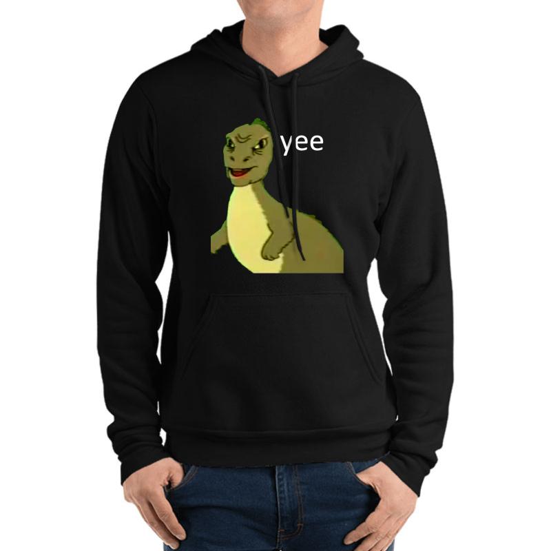 Yee Dinosaur Maym :^ Version 1 Video Quality White Text  Unisex Hooded Sweatshirt Men Black