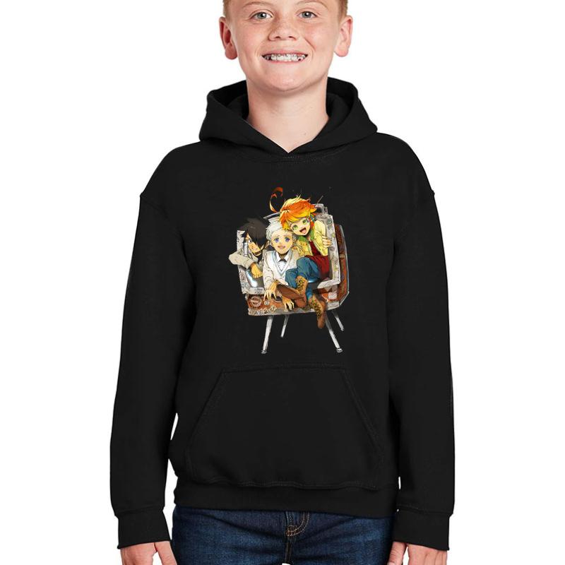 The Promised Neverland Yakusoku No Neb rando  Youth Hooded Sweatshirt Boy Black