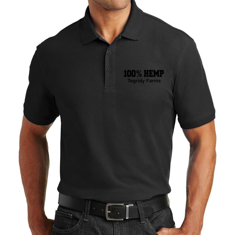 100% Hemp Tegridy Farms Shirt Unisex Polo Jersey Sport Shirt Men Black