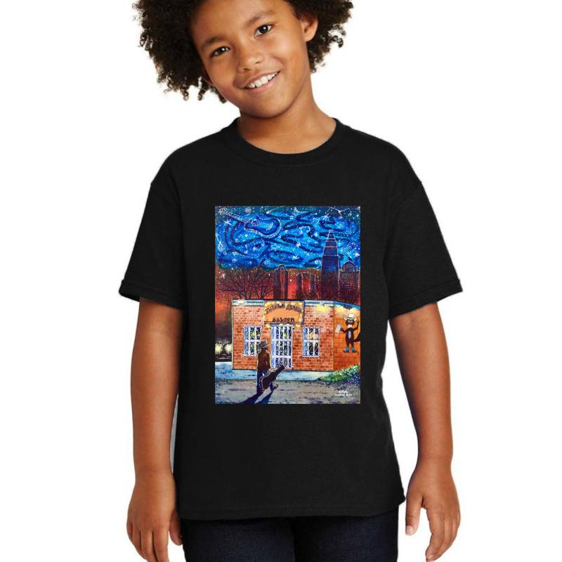 'The Thirsty Beaver Saloon' Youth T-Shirt Boy Black