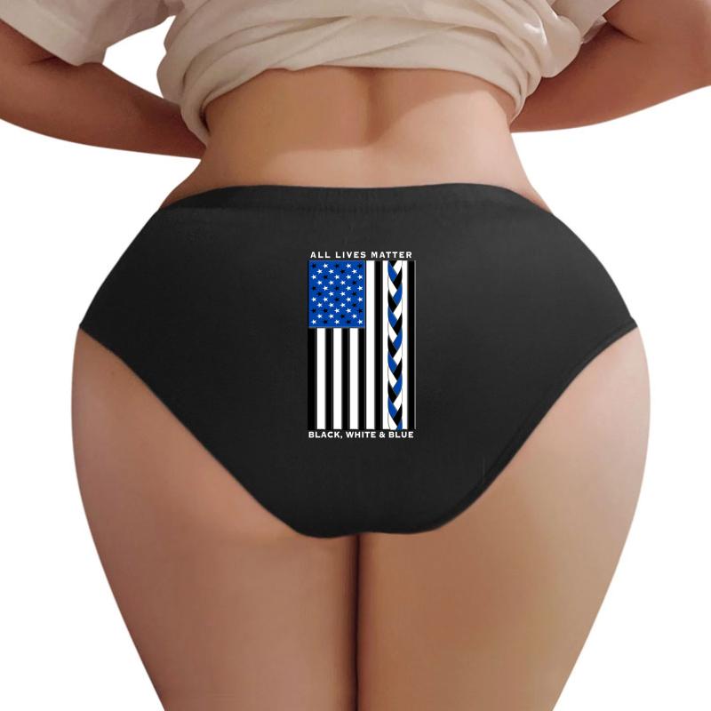 All Lives Matter Black Lives Blue Lives - Black White And Blue American Flag Women Underwear Panties Women Black