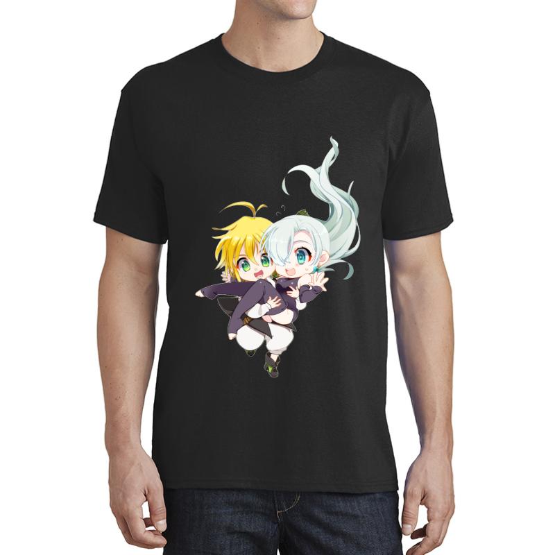 7 Deadly Sins Meliodas & Elizabeth Chibi Unisex T-Shirt Men Black