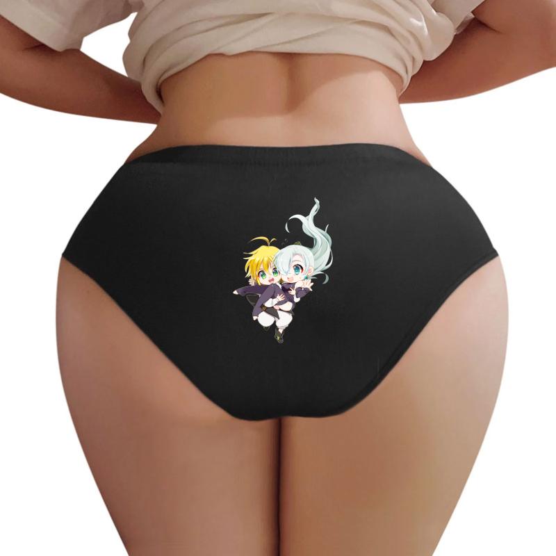 7 Deadly Sins Meliodas & Elizabeth Chibi Women Underwear Panties Women Black