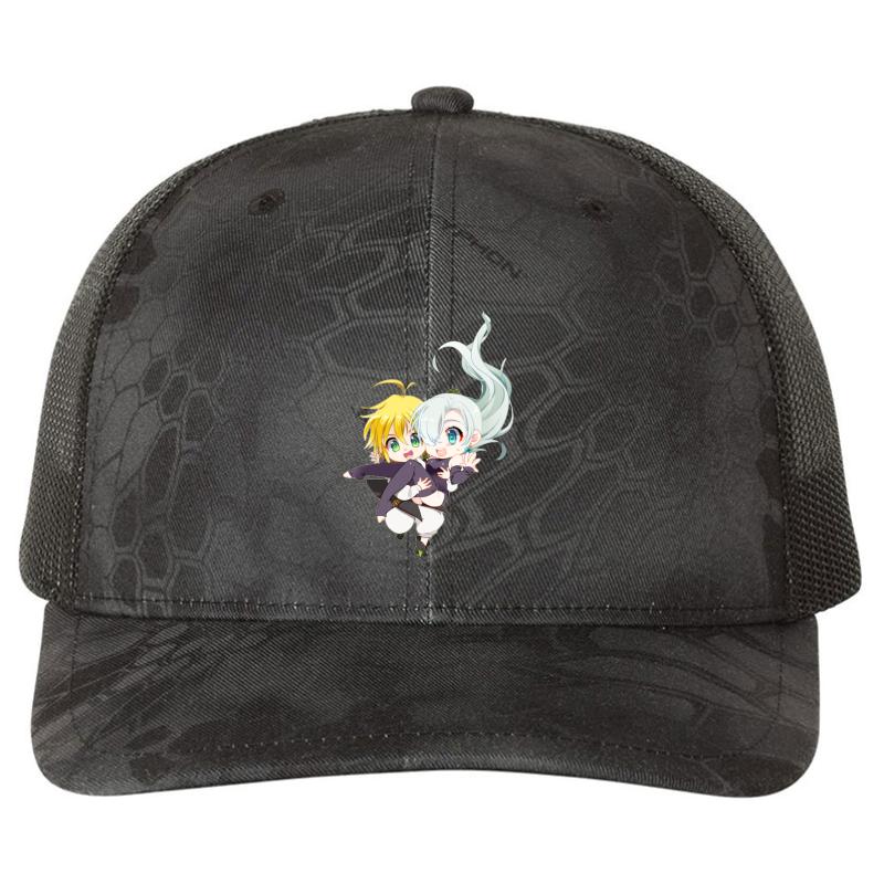 7 Deadly Sins Meliodas & Elizabeth Chibi Richardson Premium Trucker Snapback Cap  Kryptek Typhon Black