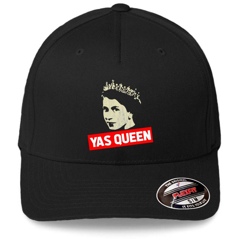 Yas Queen Elizabeth Funny Meme Flexfit Baseball Cap  Black