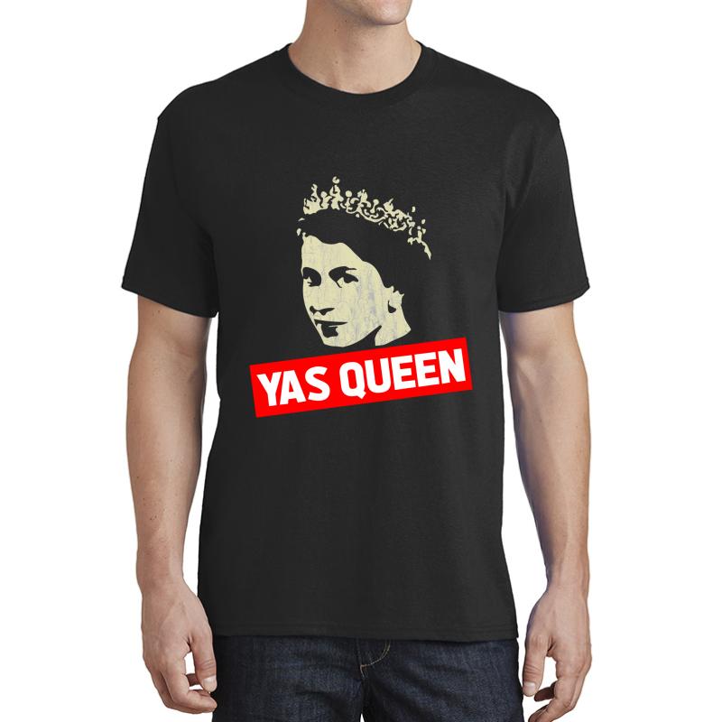 Yas Queen Elizabeth Funny Meme Unisex T-Shirt Men Black